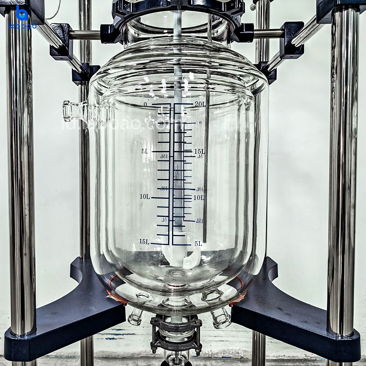 10-100L Reaktor Kaca Berlapis Tiga Lapis