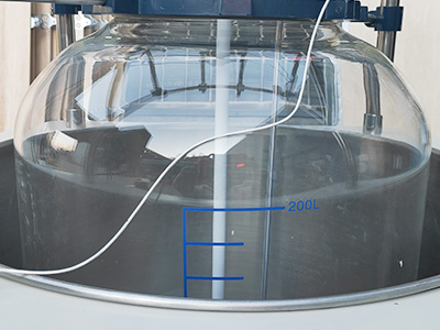 200L Reaktor Kaca Lapisan Tunggal detail - Suhu maksimum bisa mencapai 200°C dari bak pemanas.