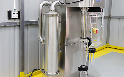Lab Spray Dryer Kecil Dengan Filter detail - Sistem filter dengan elemen filter berlipit, area filtrasi 104 meter kubik per jam, film PTFE.